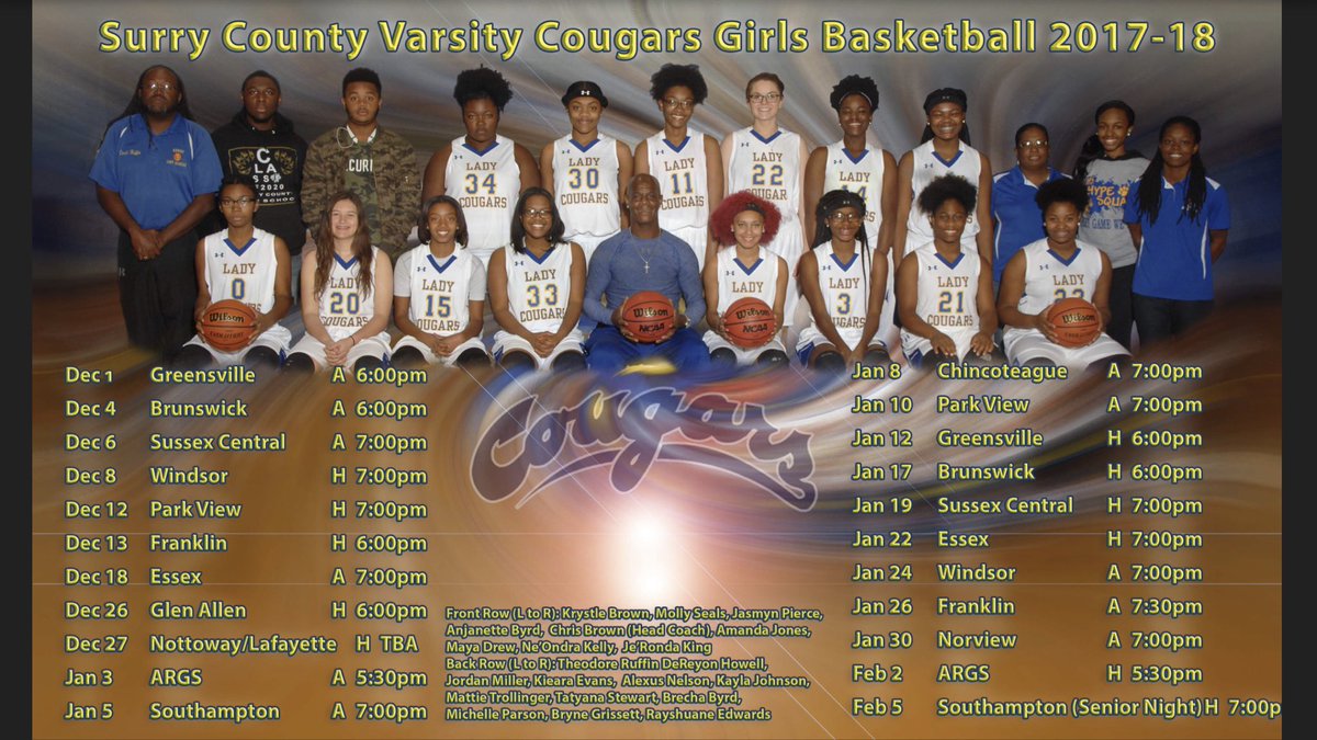 ChrisMrchoops's tweet image. It’s Game Dayyy for the Surry “Lady Cougars” #1 vs Brunswick “Bulldogs” #2and its a HOME 🏀 Game . Triple Header JV Boys 4:30, Varsity Girls @ 6:00 Varsity Boys @ 7:30 Come on out and enjoy the Action!          #rising🏀Cougars
