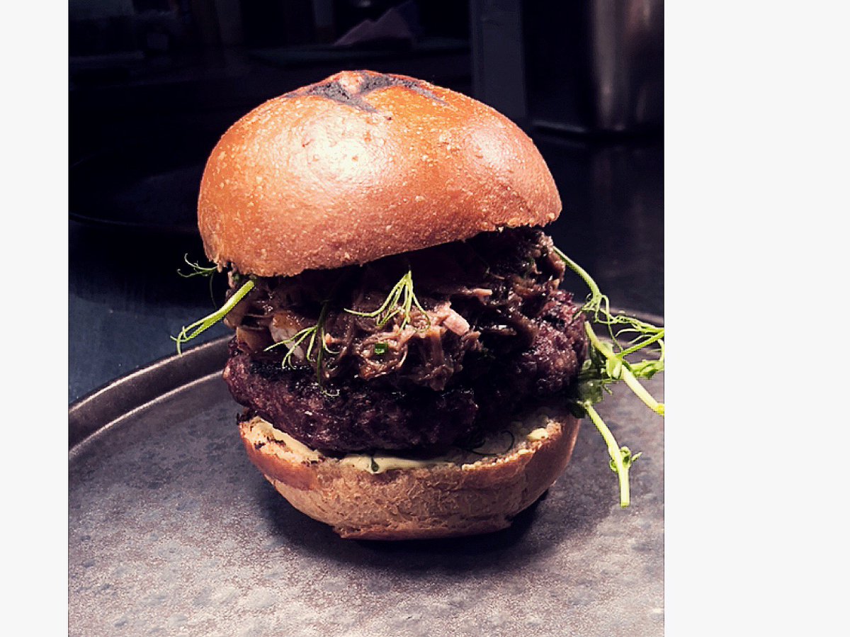 To settle those burger cravings we are introducing to you our gourmet version of one... steak and lobster burger.Beef patty, grilled lobster, braised ox tail, garlic aioli with chips £15.95 #musselandsteakbar # gourmetburgers # grassmarket # nomnomnom # comeandgetyours