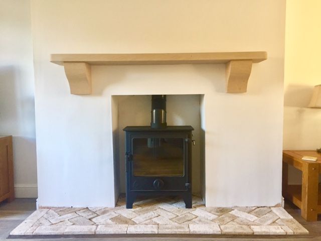 Dean Stoves Dartmoor W5 in its new home on a herringbone hearth <a href="/DeanForge/">Dean Forge</a> <a href="/cambridgestoves/">Cambridge Stoves</a>