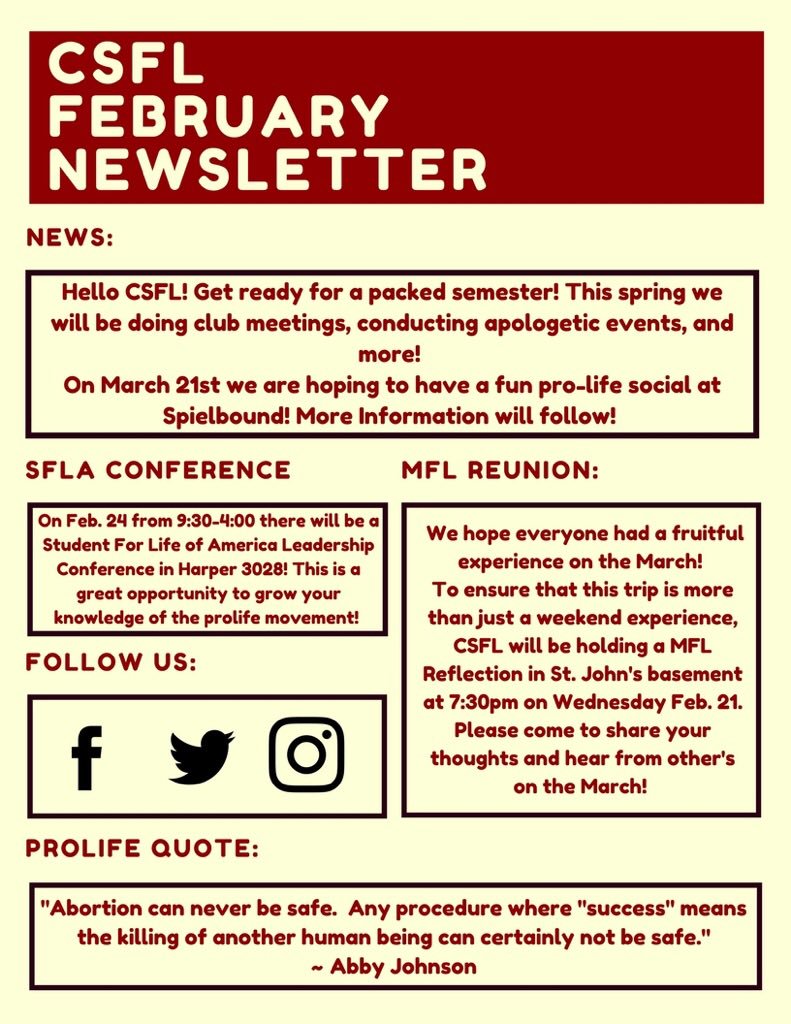 CUProLife's tweet image. This month’s newsletter!