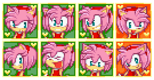 Sprites of Amy Rose from the Amy’s Room stage in 'Sonic Battle'. 