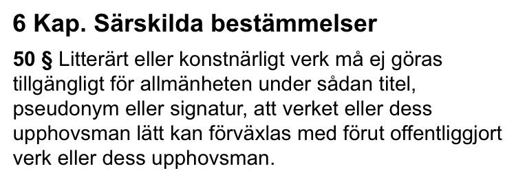 cureos's tweet photo. @katjanouch Du bör nog överväga att byta titel på den engelska översättningen om du vill undvika upphovsrättsliga tvister. Lag (1960:729) verkar vara tydlig på denna punkt. https://t.co/4p5LBXtqTT