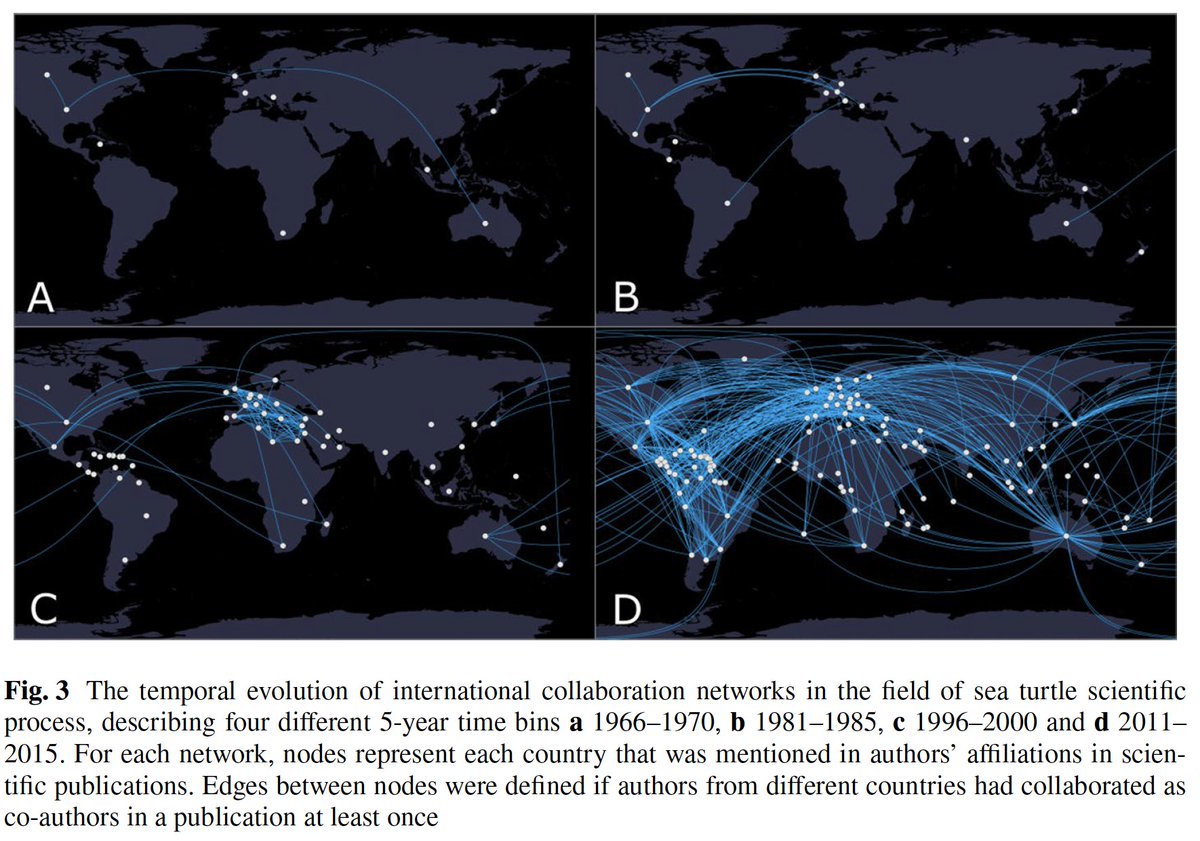 Sea turtle researcher networks have been expanding globally as the scope, scale and inclusivity of research has increased! Cool new paper from <a href="/AntoniosMazaris/">Antonios Mazaris</a> here: link.springer.com/article/10.100… #collaboration