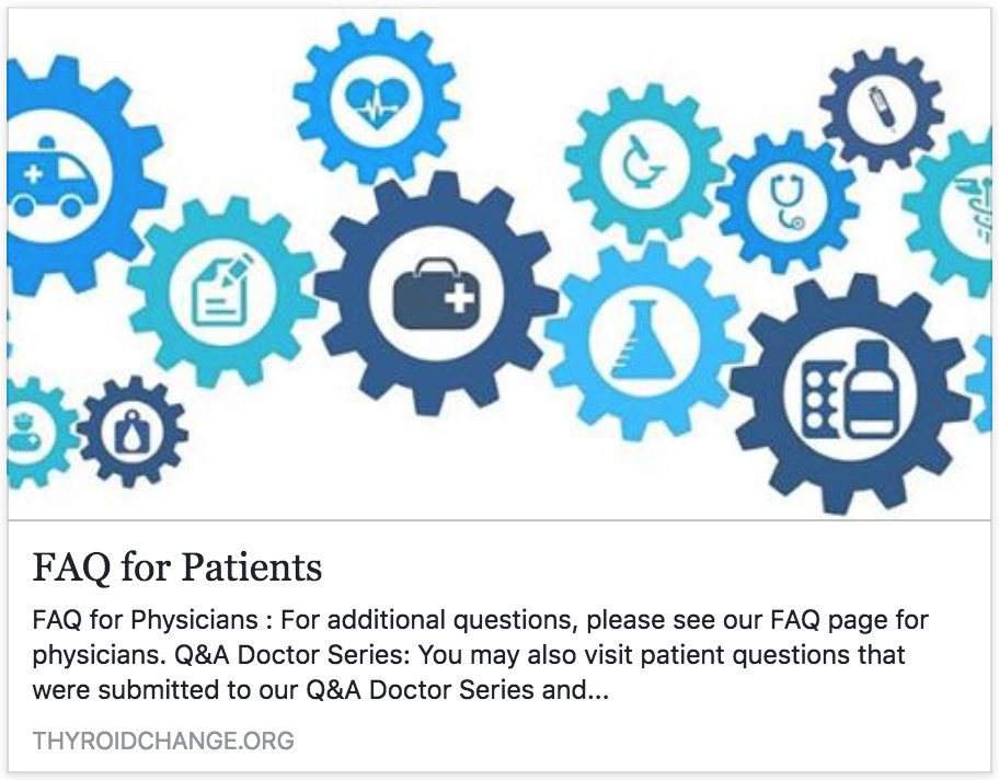 ThyroidChange's tweet photo. Still symptomatic with "normal" results? Want to know what lab tests are necessary or what treatment options are available? These pages might answer your questions. #ThyroidChange
FAQ For Patients: https://t.co/jlmYEuqJe9
FAQ For Physicians: https://t.co/k2uepsp83U https://t.co/2lm3N0aXi5