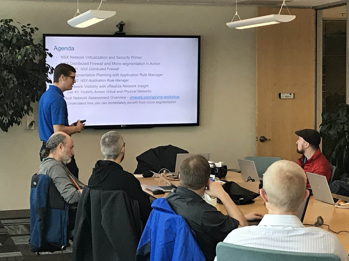 SanitySolutions's tweet photo. Attendees of @VMware #NSX lab got an overview of the NSX &amp; vRealize Network Insight, micro-segmentation and east-west traffic, participated in the hands-on NSX lab, learned how to perform a Virtual Network Assessment (VNA) and an awesome mug! Join us: https://t.co/ia4HWK1A4h https://t.co/wBInapoJIq