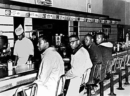 NCCourts's tweet photo. #OTD in 1960, four African American college students sat down at the lunch counter at Woolworth’s in Greensboro and asked to be served. They were refused, launching a sit-in movement that would spread throughout the South #blackhistorymonth https://t.co/1oE5GzePxH https://t.co/ZrR9vhy4DG