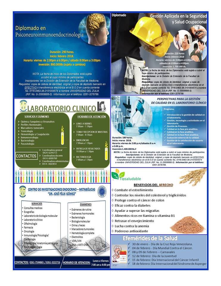 FmedLUZ's tweet photo. Boletín Nº 1 de fecha 30 de enero de 2018 https://t.co/skwm84Bfti