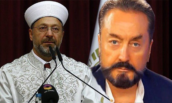 OzgurrGundem's tweet photo. Adnan Oktar’a “akli dengesi bozulmuş” diyen Diyanet İşleri Başkanı Prof. Dr. Ali Erbaş’a Andan Oktar, canlı yayında cevap verdi: Maaşlarınız genelev vergisiyle ödeniyor. https://t.co/VNDTz7YZ11