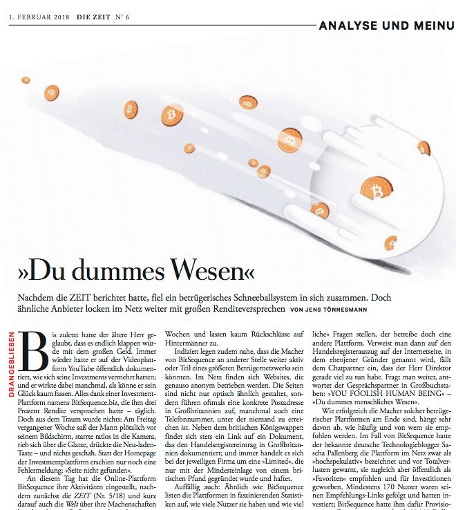 JensT's tweet photo. "DU DUMMES WESEN!" Was man sich so anhören muss, wenn man dubiose Portale unter die Lupe nimmt, die mit Krypto-Geschäften Traumrenditen versprechen. Auch nach dem Aus von #BitSequence gehen die Betrugsversuche weiter, update jetzt in @diezeit --> https://t.co/4KlfX54bFy 🤬🤑🤔 https://t.co/fr31yILVDW