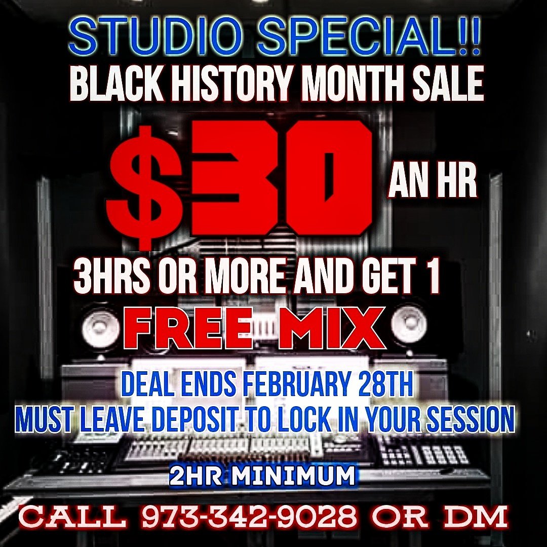 Located in Irvington, NJ ALL SESSIONS REQUIRE A DEPOSIT. Cash App &amp; Paypal Accepted. Call, DM or Inbox #Studio #sale #BlackHistoryMonth