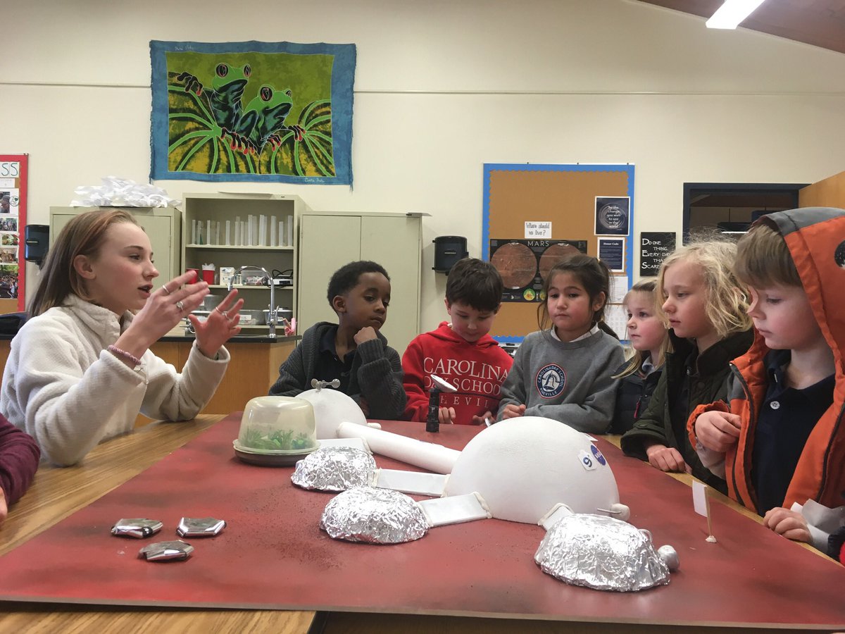 KWeidner1's tweet photo. CDS kindergarteners visit 8 th grade science students to learn about colonizing Mars #cdslearns https://t.co/Wxba6OcaXd