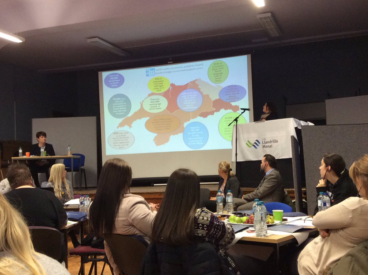 SkillsNWales's tweet photo. Our Senior Researcher, Ffion Jones provided an overview of the skills and employment landscape in #NorthWales to the @SUgllm #LearnerConference today in @LlandrilloMenai. Thanks for the great welcome! #Skills #TeamNorthWales #RSP https://t.co/N18eQnmKti