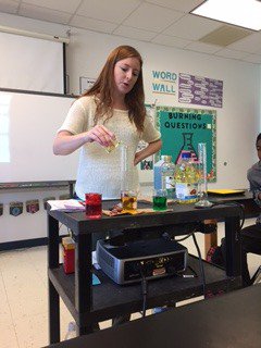 Awesome science demonstration for our 7th graders <a href="/DMStrojans/">Darden Middle School</a> by Ms. Daniel!  She used different densities of liquid to mimic the layers of the atmosphere!  #teamworkmakesthedreamwork
