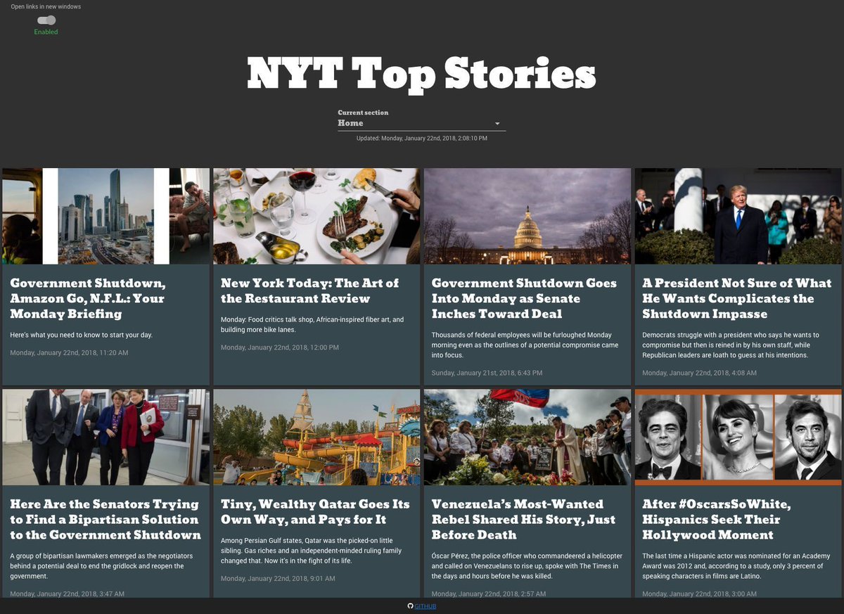 MadeWithVueJS's tweet photo. A New York Times 'Top Stories' board 🔝 built with Vue and @vuetifyjs by @metaincognita 🙌 - https://t.co/CuWGSwelrv https://t.co/W0jMZBB5DL
