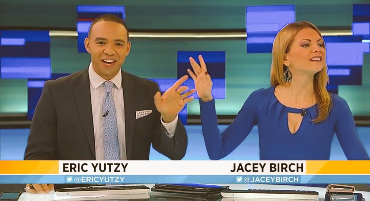 JaceyBirch's tweet photo. When @SweetnessBakes visits the @WPLGLocal10 studio with cupcakes— I give @EricYutzy the hand because I’m not listening to anything he has to say! My eyes are already doing the eating! 🎂 https://t.co/j5zhudN21y