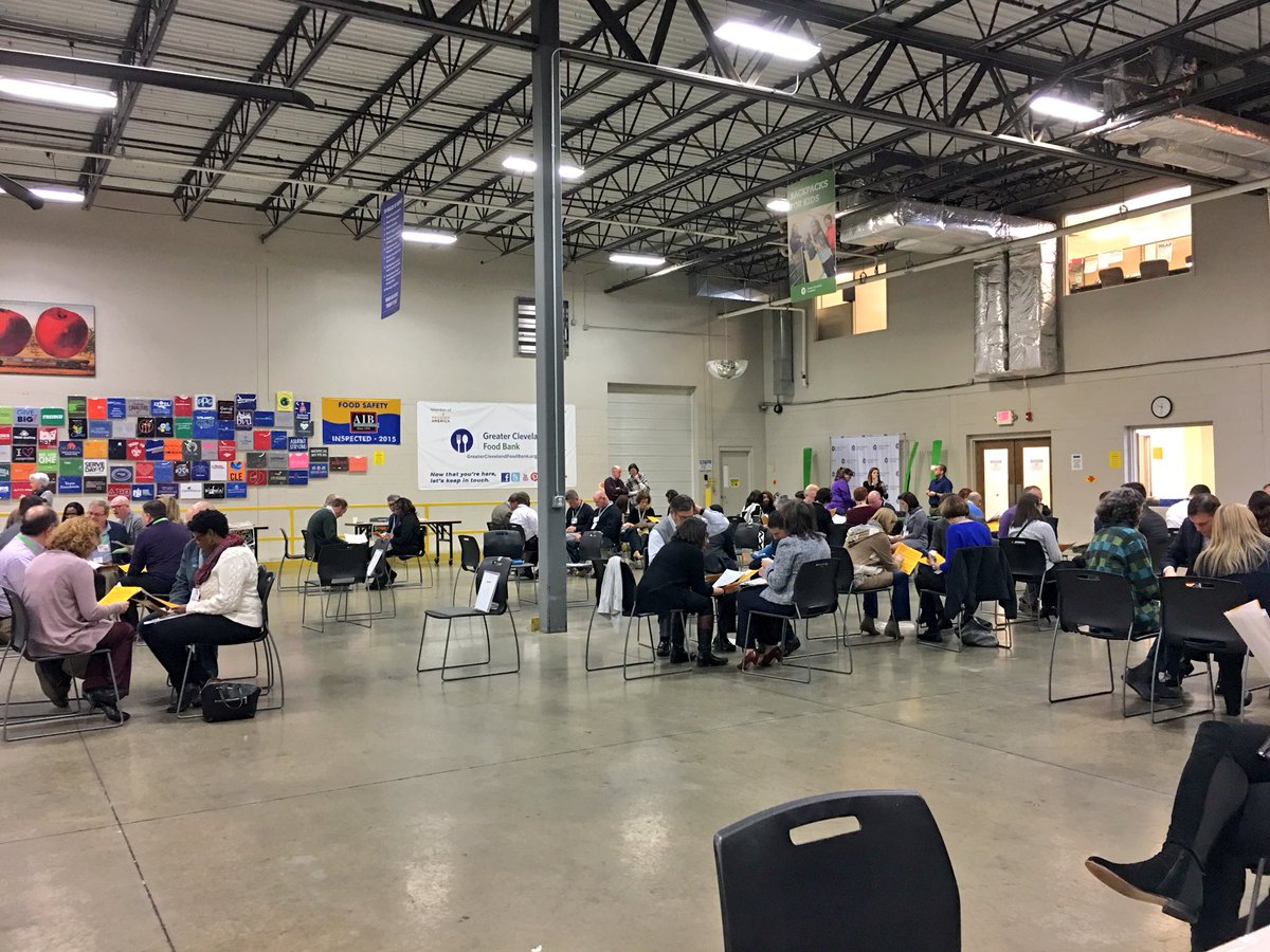 CleFoodBank's tweet photo. Our repack area has been transformed into an education space for @cleveleads #LeadershipCleveland class! This morning, they’ll be learning about the impact of poverty from our Advocacy Team. https://t.co/ofcAdPPEQt
