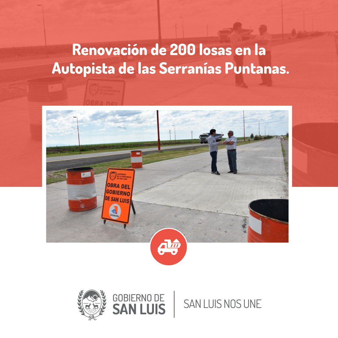 sanluisgob's tweet photo. #EnteControldeRuta
RENOVACIÓN DE LOSAS EN LA AUTOPISTA SERRANÍAS PUNTANAS.-
Las tareas consisten en demoler losas existentes, fisuradas y con asentamientos diferenciales; retirar los escombros; compactar la subrasante y realizar el armado de losa nueva.- https://t.co/O4TehG81Hz https://t.co/vIVVTpbrwN