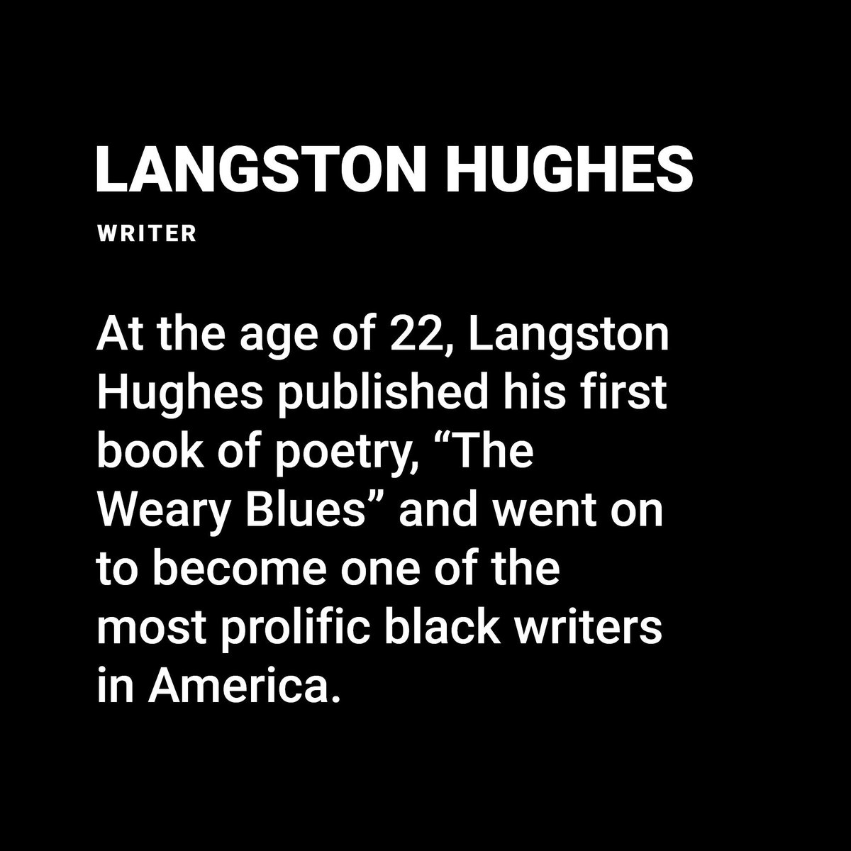 Blavity's tweet photo. Each day in February, we'll be sharing a fact from a black historical icon from when they were young to help inspire us all. And what better way to kick it off with Langston Hughes on his birthday?! If they made history, so can you. #WeAreBlackHistory #blavity https://t.co/QvC1VqP5aV