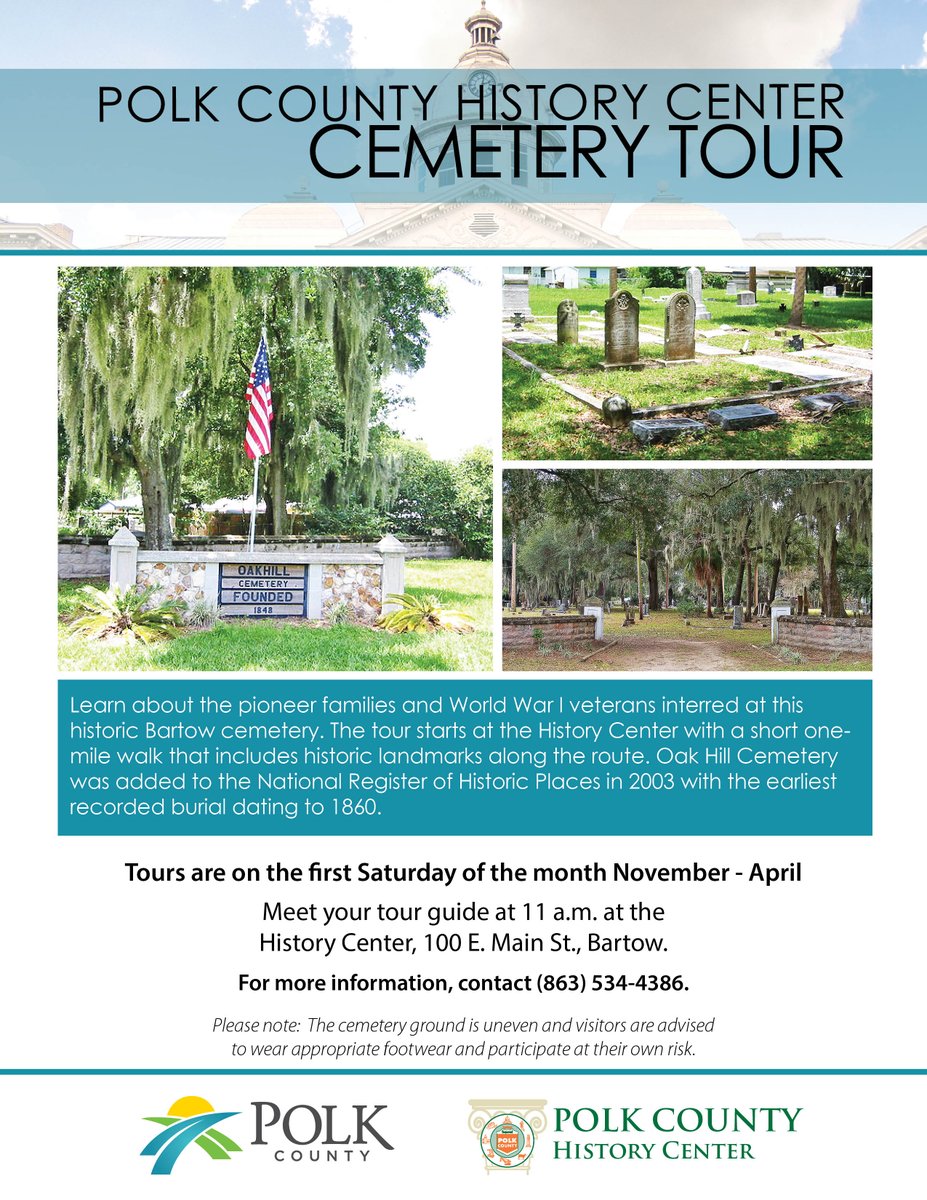 Our free monthly cemetery tour is this Saturday. Tour begins at 11am in the History Center rotunda and the weather forcast is sunny!