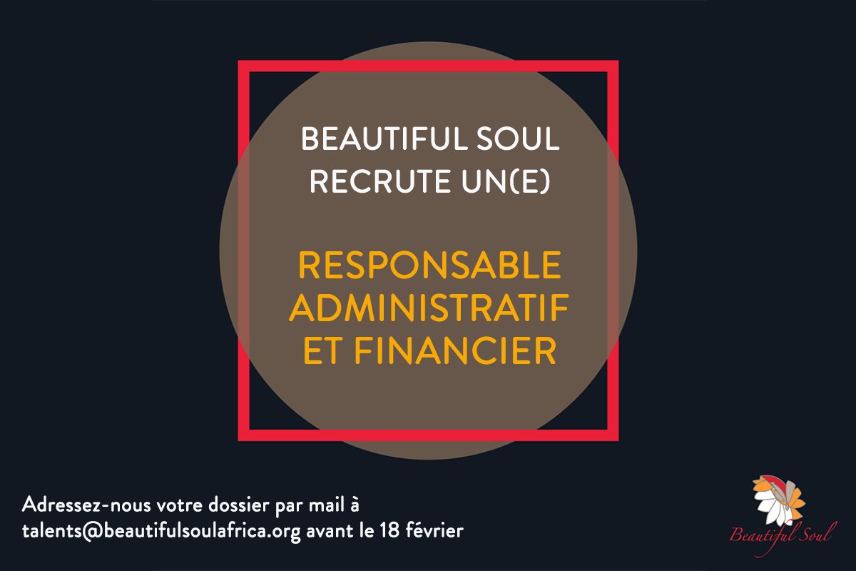 Vous êtes déterminé(e) à contribuer au développement du #Sénégal ? Nous aussi ! Beautiful Soul recherche son/sa Responsable Administratif et Financier. Consultez la fiche de poste détaillée en suivant ce lien → bit.ly/RAF_BS