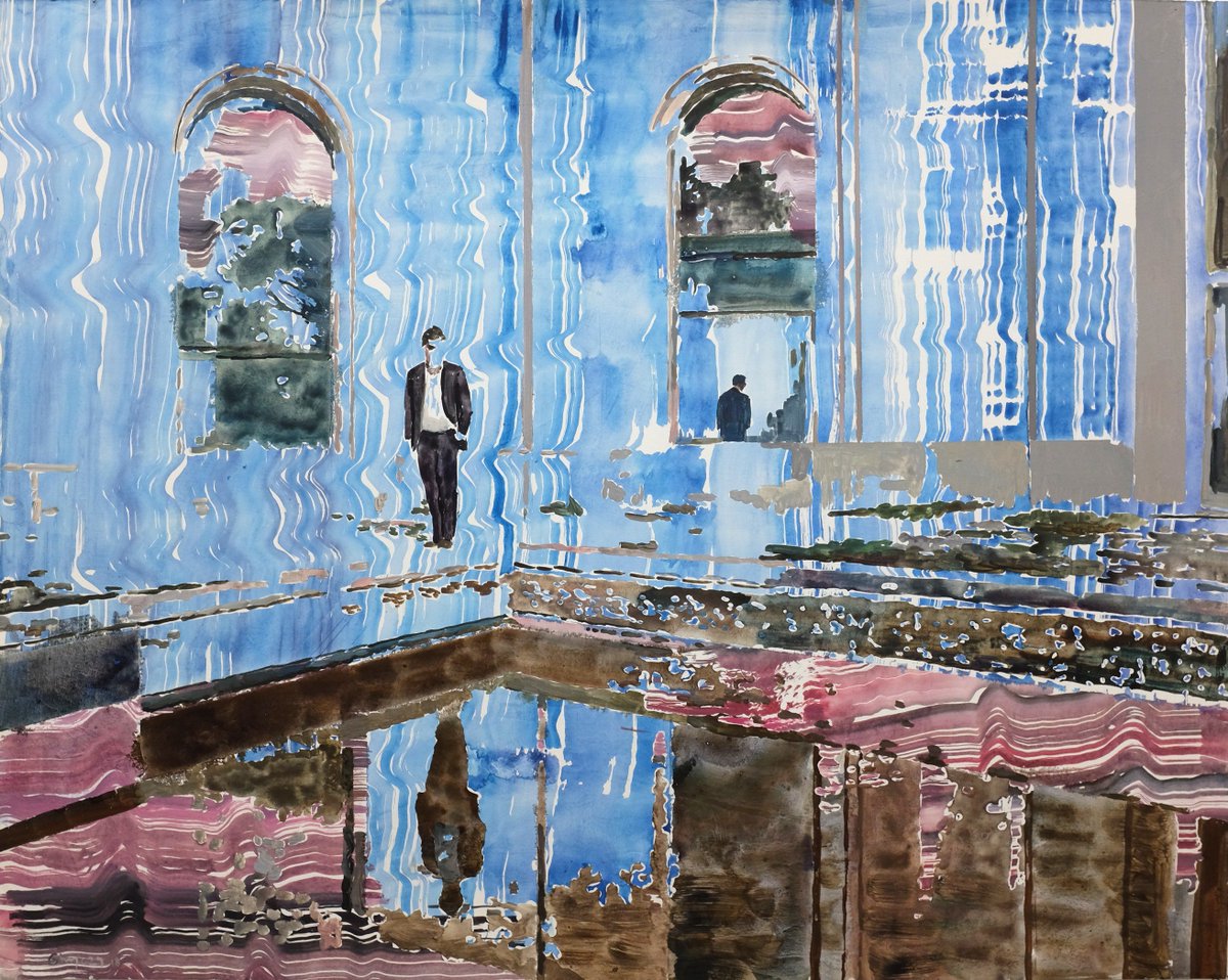 deenesh_G's tweet photo. Bassin, 78 x 98 cm, acrylic on paper, 2018. This work will be on view at #Paperpositions #artfair in #berlin in May #contemporaryart #artist https://t.co/g7YqpfP5aH