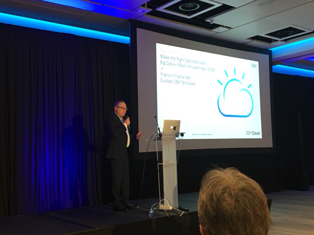 StephaneMery1's tweet photo. @f_friedlander pitching cognitive #decisions w #BigData #ML and #rules to EU tech sellers. #ibm #odm #faststart2018 https://t.co/CItBQd1xmt