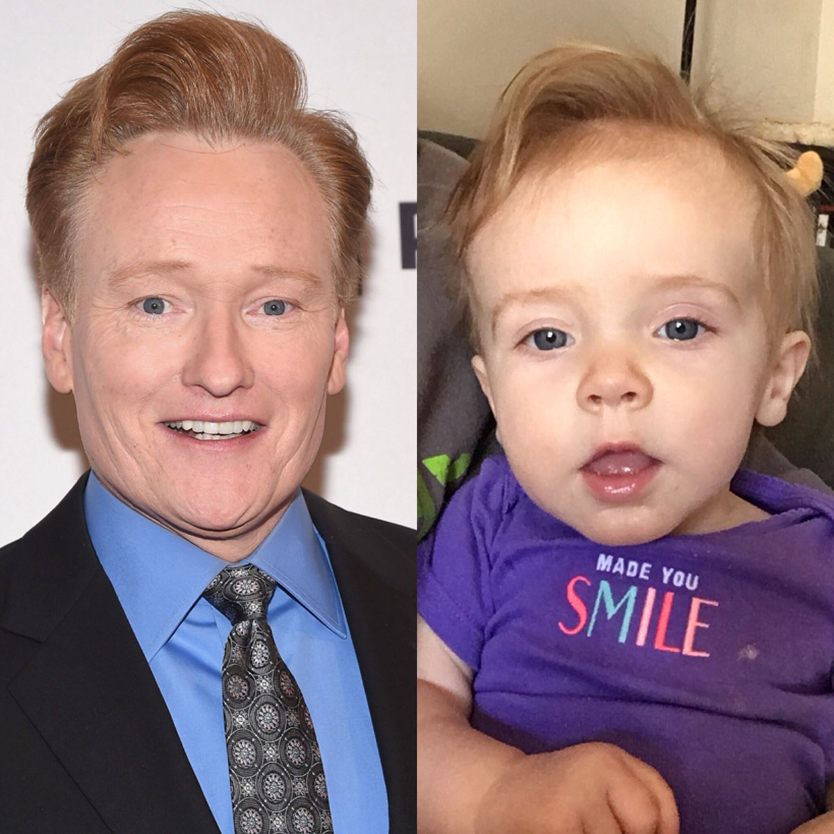 JPDubbs45's tweet photo. Baby girl wants to host not-so-late night! #Twinning @ConanOBrien @TeamCoco https://t.co/8Bx5a6qS69