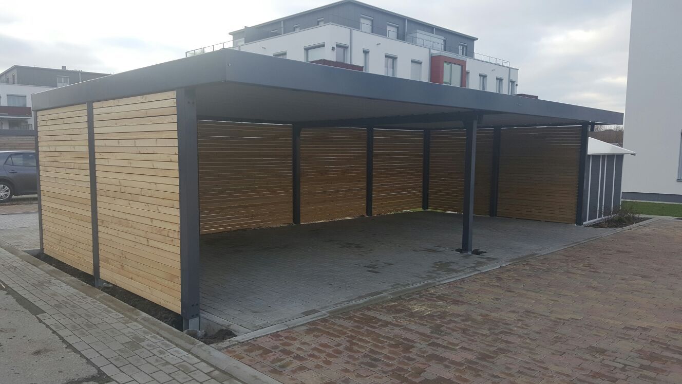 Carport Schmiede ×××××××¨ Metallcarport Stahlcarport Als Doppelanlage Mit Holz Sib Larche Eingezogenen Pfosten