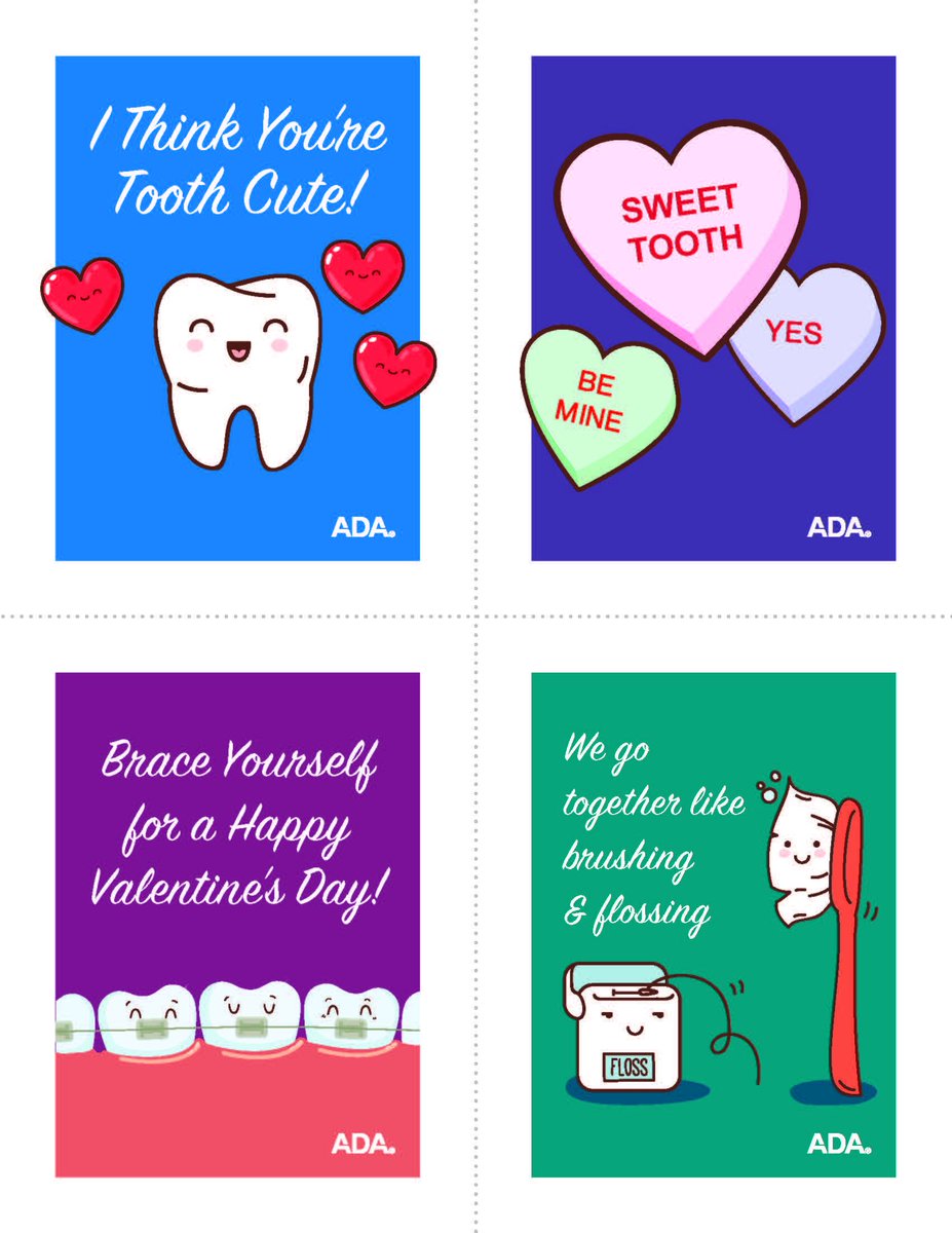 MIDentalAssoc's tweet photo. Yay! It’s almost Valentine’s day and February is our favorite month…National Children’s Dental Health Month! Download these free valentines here: https://t.co/Rcykx8bjx8 #NCDHM #SmileMDA https://t.co/0HcHb36py4