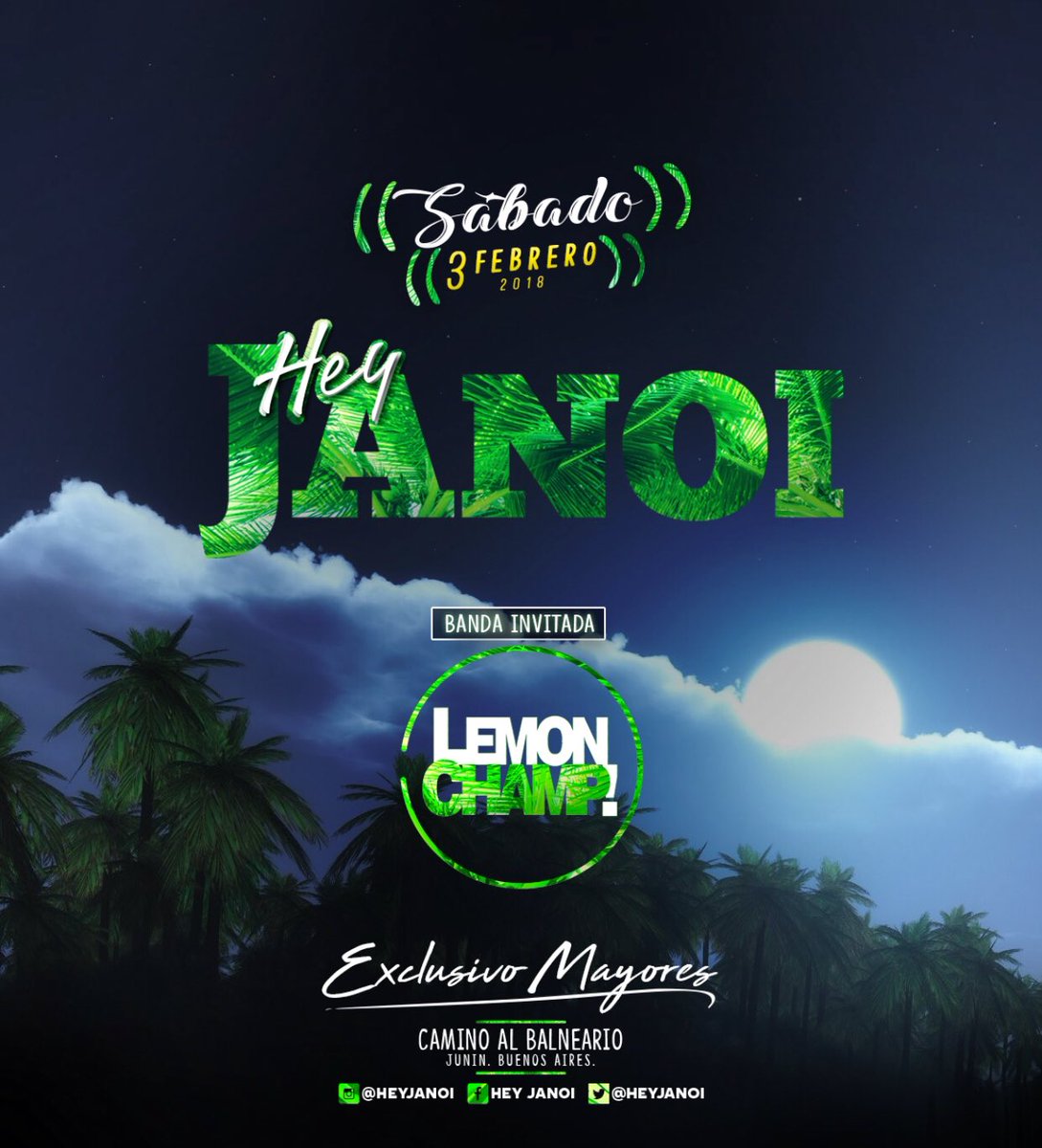 ClubJanoi's tweet photo. ESTE SABADO RECIBIMOS A @Lemon_Champ EN HEYJA!! DALE ME GUSTA Y PARTICIPA POR 3 FREE PASS! RT DOBLE CHANCE!! https://t.co/C9Zc2PXwBR