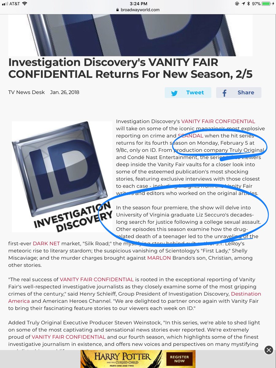 LizSeccuro's tweet photo. Tune in this Monday, 2/5 for the @VanityFair special on my #sexualassault @UVA One went to jail in 2007, justice still within reach as I learnt I was raped by at least 2 other men. The hardest day, finding out I was vic of #serialrape or #gangrape. Case still open! @DiscoveryID https://t.co/Th0biGpK3f