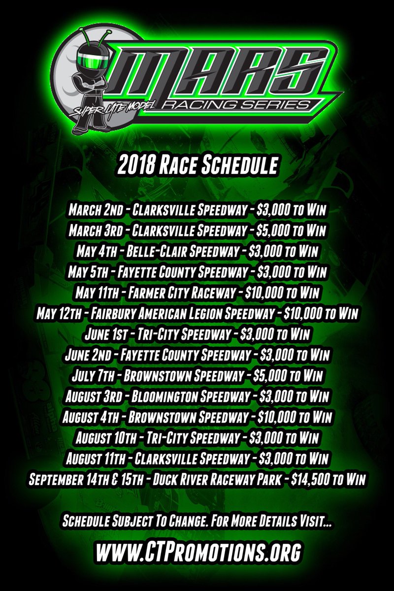 ICYMI the 2018 @RACEMARS Schedule was released last night featuring 14 events. Here’s the schedule...
