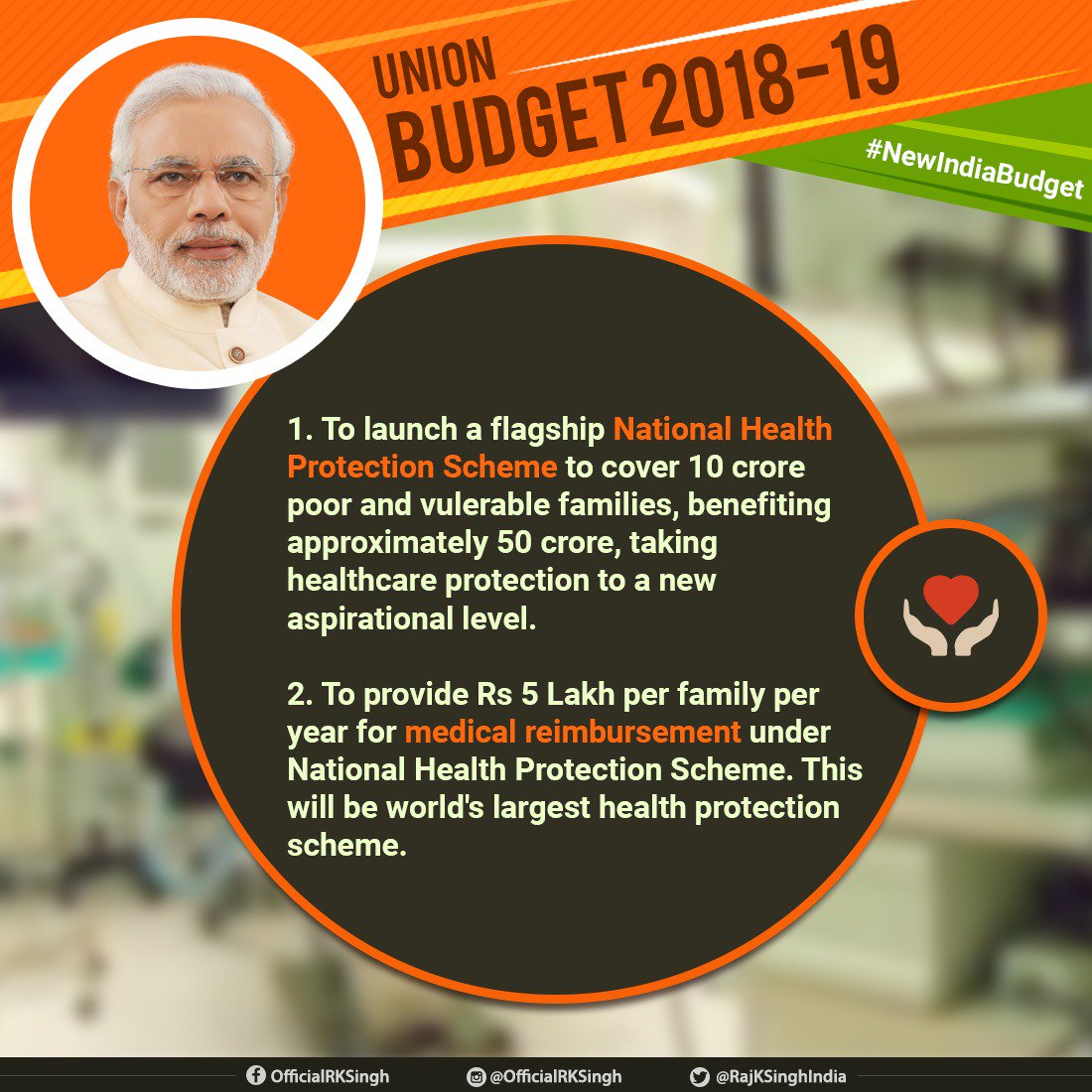 RajKSinghIndia's tweet image. Government, working towards PM @NarendraModi's vision of a New India is steadfast towards implementing the schemes, reforms, and Initiatives for the underprivileged presented in the #UnionBudget2018, such as building rural, medical &amp;amp; educational infrastructure across the nation.