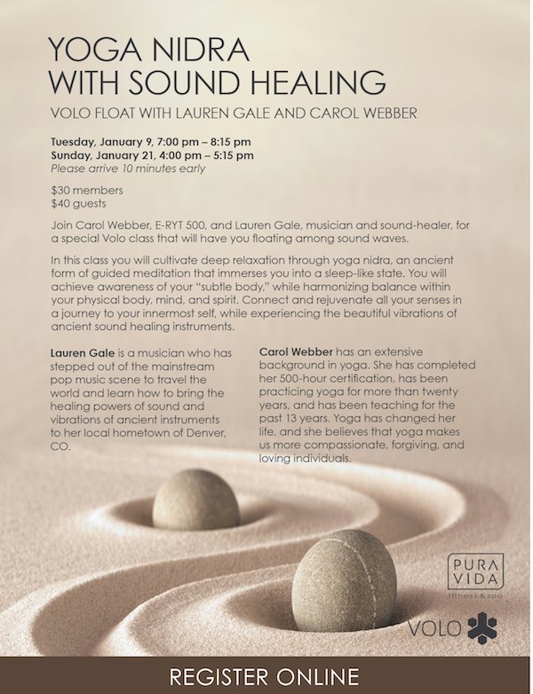 Have a peaceful #Sunday at #PuraVidaClub with sweet sound healing and yoga.