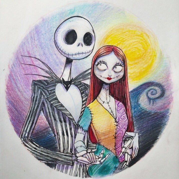 Jack And Sally Drawing - A picture of the characters of a nightmare before ...