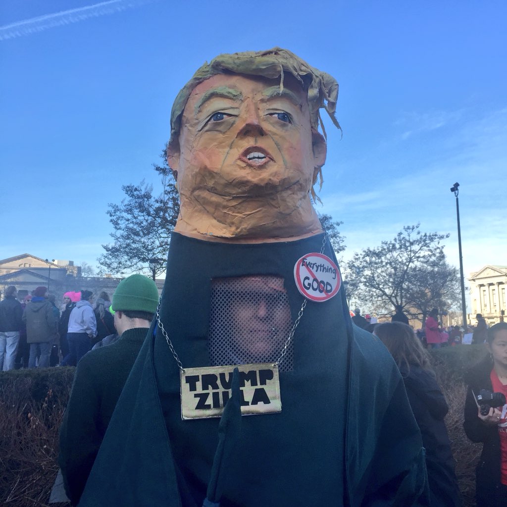 Lisa_Mozelle's tweet photo. Trump Zilla #WomensMarchPhilly https://t.co/dPuCBkY6Uj