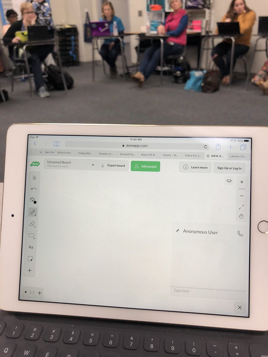 Interactive kid-friendly whiteboard called <a href="/awwapp/">AWW Edu</a> looks fun! Board can be shared and written on by multiple students or student&amp;teacher at the same time. Thanks <a href="/Tommyspall/">Tom Spall 🍏 #EDU</a> for sharing awesome tools today at #edcampcyfair 👏🏻 <a href="/KirkElementary/">Kirk Elementary</a>
