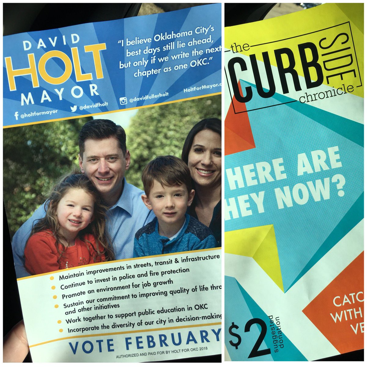 davidfholt's tweet photo. You should always pick up a Curbside Chronicle, but especially this month! And then flip it over to the back! (We ❤️ @CurbsideOKC) #1OKC https://t.co/DUAzQAMZmM