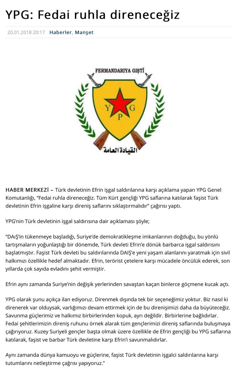 y_ozgurpolitika's tweet photo. YPG: FEDAİ RUHUYLA DİRENECEĞİZ! https://t.co/ZhveqwRFXW