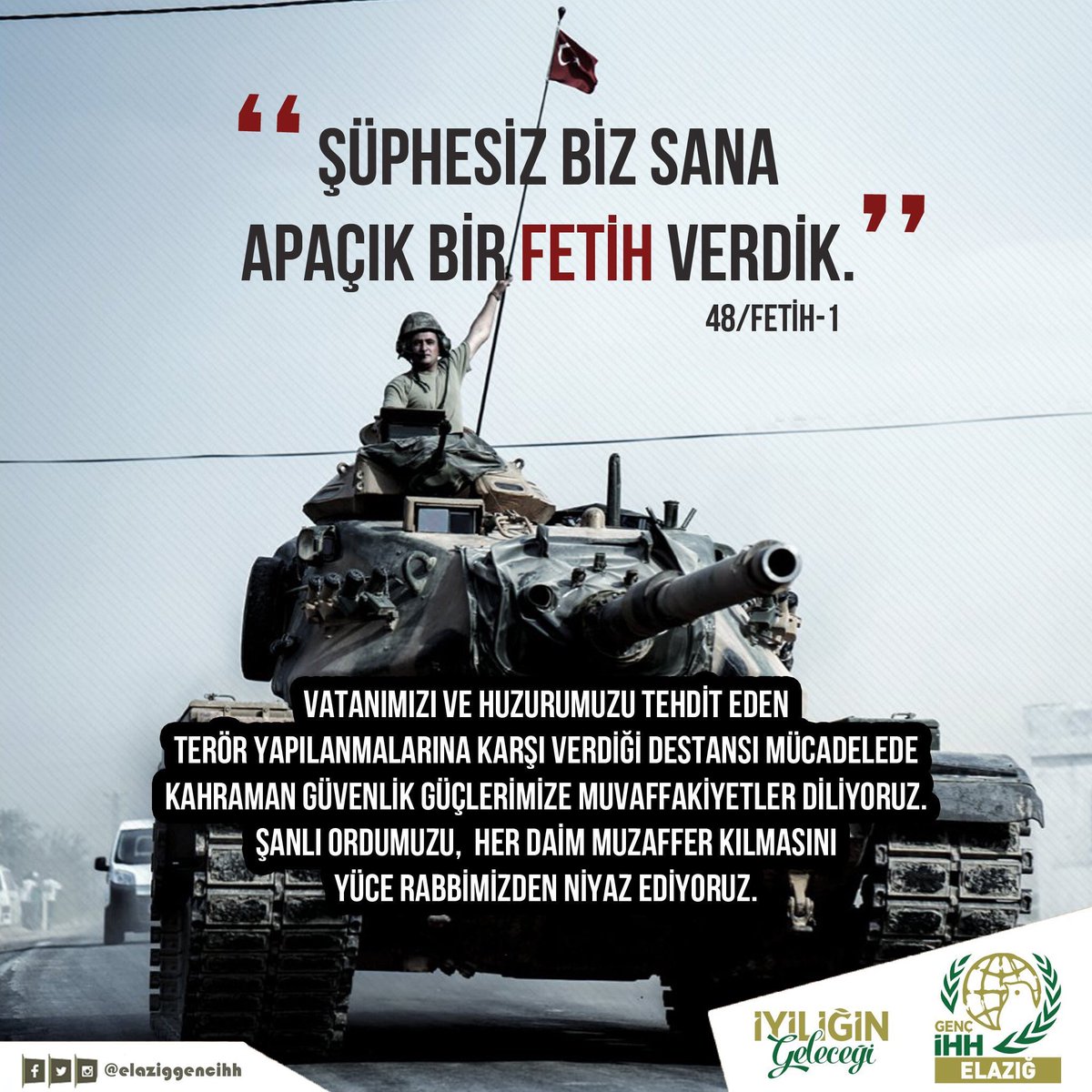Afrin’de terör örgütlerine karşı operasyon düzenleyen askerimizin Allah yardımcısı olsun.

#AfrinOperasyonu
