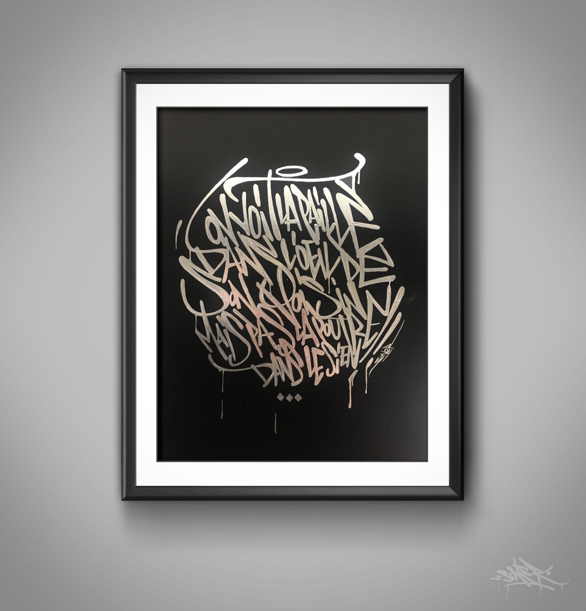 davidsoner's tweet photo. Caligrafitizm#16 - Metallic serie - "On voit la paille dans l'oeil de son voison mais on ne voit pas la poutre dans le sien" (calligraphie A4 chrome - 2017) #Calligraphy #graffiti #letters #typo https://t.co/7MMjOHckOU