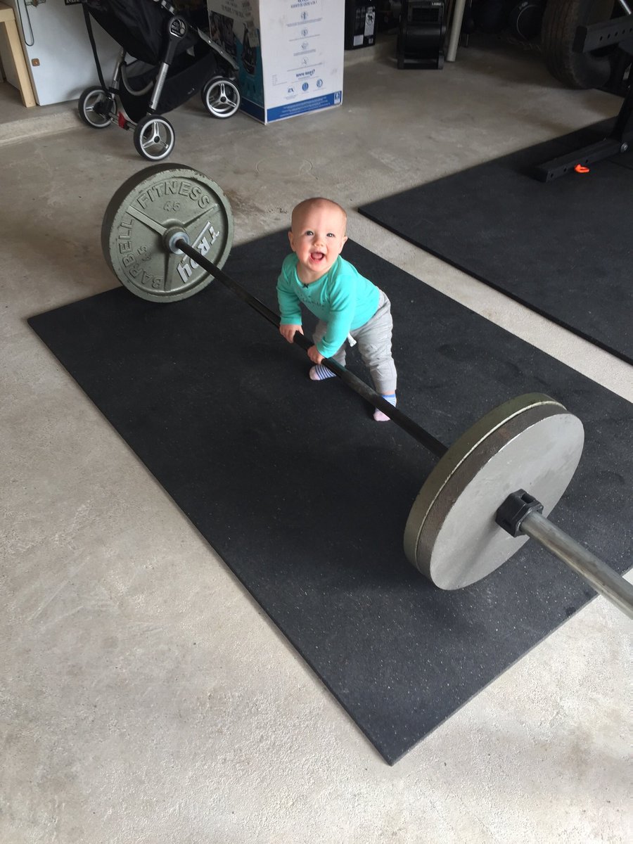 We have a future deadlifter in the Thoman household! #exerciseismedicine #raisestrongwomen @MarkSmellyBell @elitefts @RogueFitness