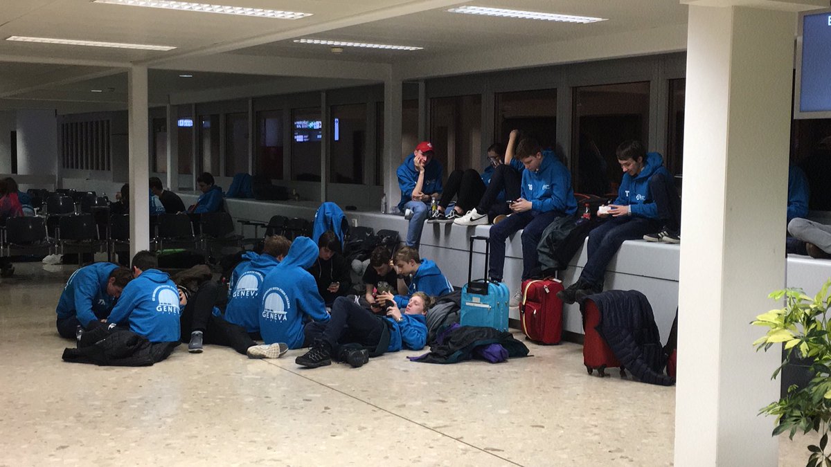 STBRN_STEM's tweet photo. Tired students enjoying down time before flying home #stbrendansCERN2018 https://t.co/dCBiey5cL3