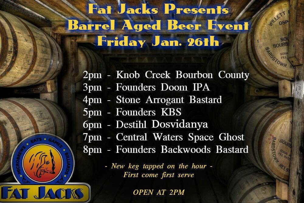 Friar Tuck (@friartuckblono) on Twitter photo Stop and check out our friends <a href="/Fatjacksbar/">Fat Jacks Bar</a>, Friday the 26th for their annual Barrel Aged Beer Event!!!
<a href="/GooseIsland/">Goose Island Beer Co.</a> <a href="/foundersbrewing/">Founders Brewing Co.</a> <a href="/StoneBrewing/">Stone Brewing</a> <a href="/DESTIHLbrewery/">DESTIHL Brewery</a> @CWBrewing Stop and check out our friends <a href="/Fatjacksbar/">Fat Jacks Bar</a>, Friday the 26th for their annual Barrel Aged Beer Event!!!
<a href="/GooseIsland/">Goose Island Beer Co.</a> <a href="/foundersbrewing/">Founders Brewing Co.</a> <a href="/StoneBrewing/">Stone Brewing</a> <a href="/DESTIHLbrewery/">DESTIHL Brewery</a> @CWBrewing