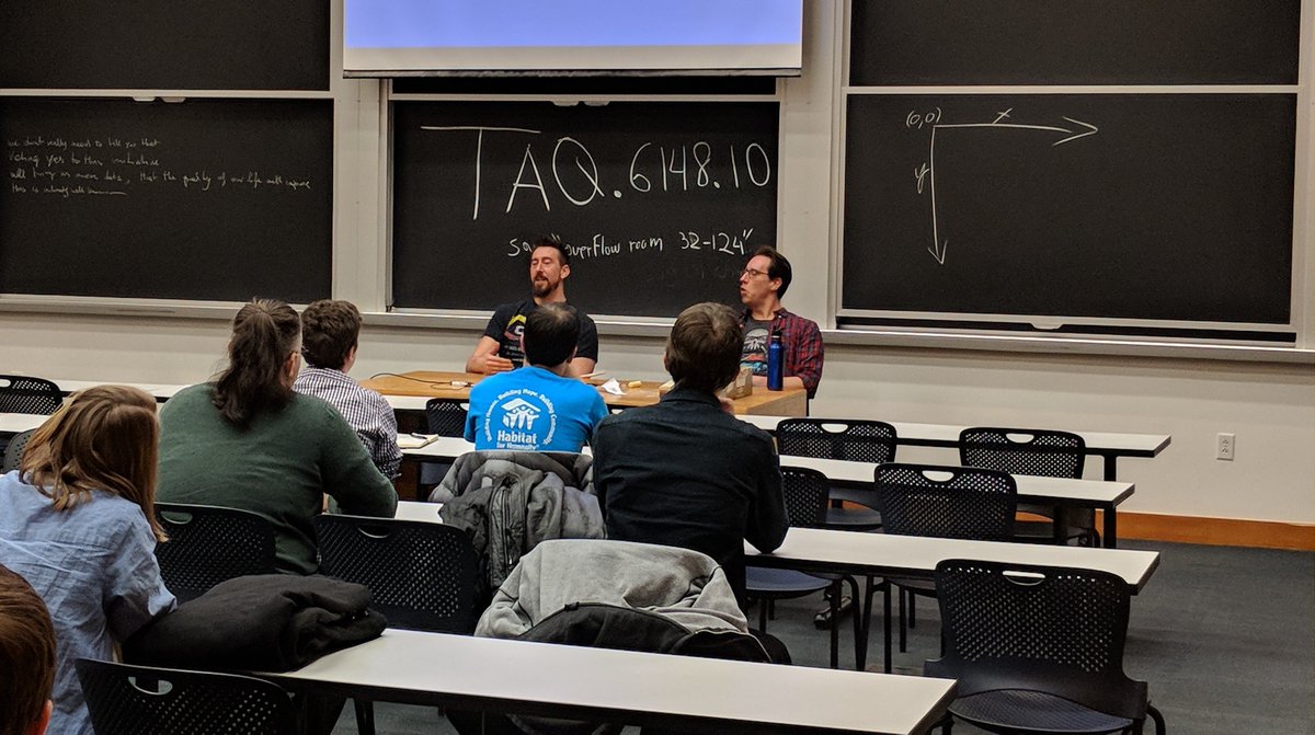 BostonFIG's tweet photo. @spiderflorist "No, but..." Jake and Zach Given are chatting about designing tabletop games with a partner! #FIGTalks https://t.co/Rdp8u76RRE