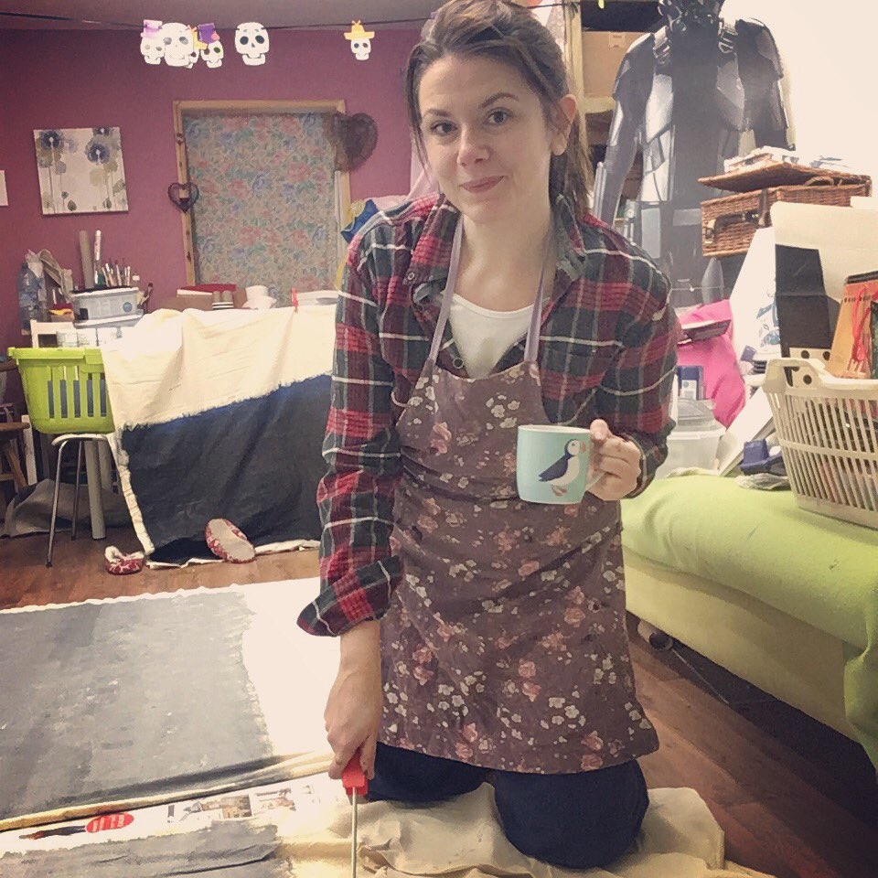 PrintpotArt's tweet photo. When your kid has been so ill he's been off school for a week and you've only had a few hours sleep a night.. it's a flipping joy to get in the art studio, paint some enormous canvases and gorge on some Adam Buxton podcasts :) #adambuxton #podcastaddict #paintingatlast #artstudio https://t.co/hdVt5FTMws