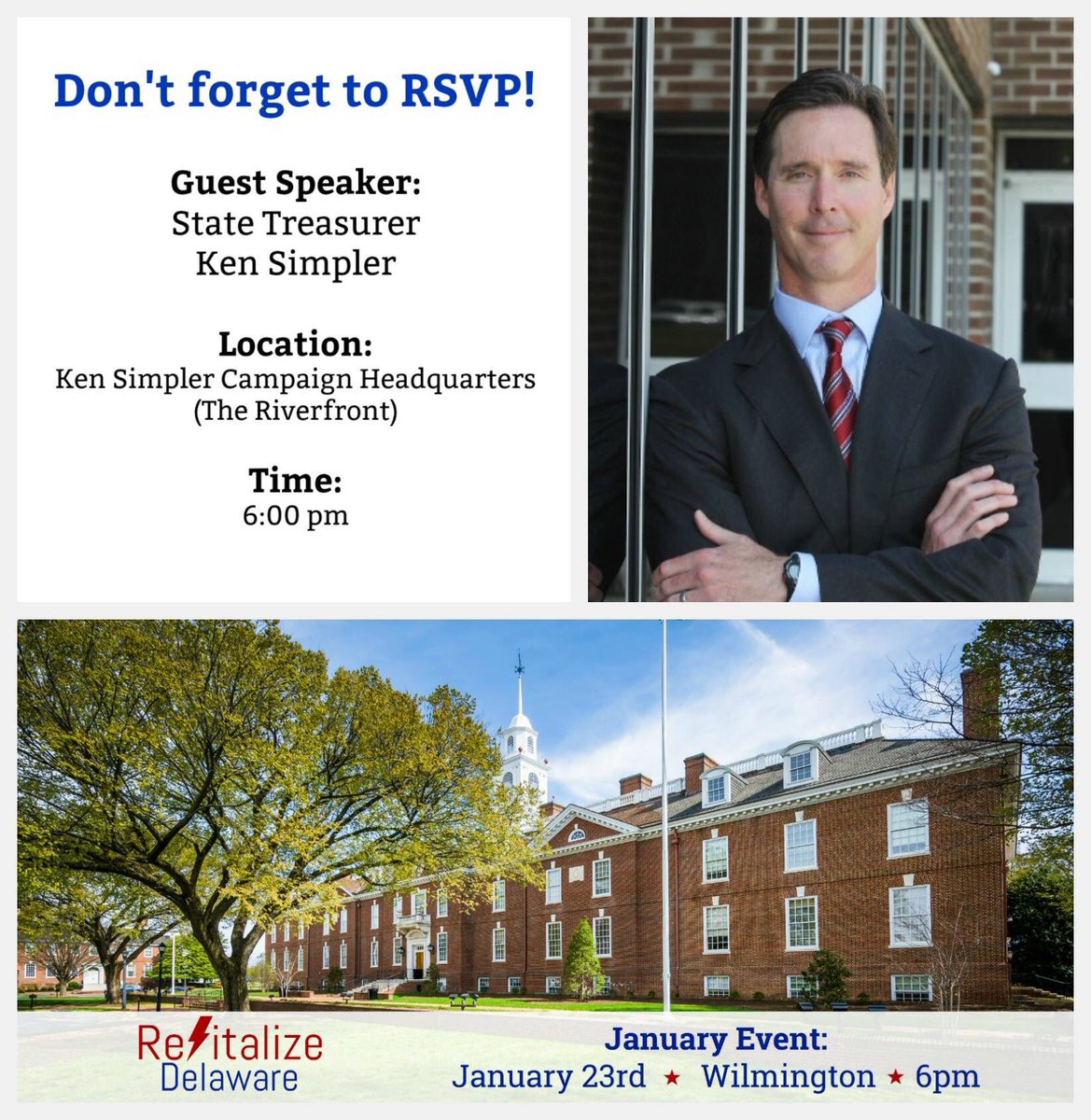 Did you RSVP for our event with Treasurer Simpler this Tuesday? We hope you can join us! Register here: bit.ly/RevDelJan23 

#netde