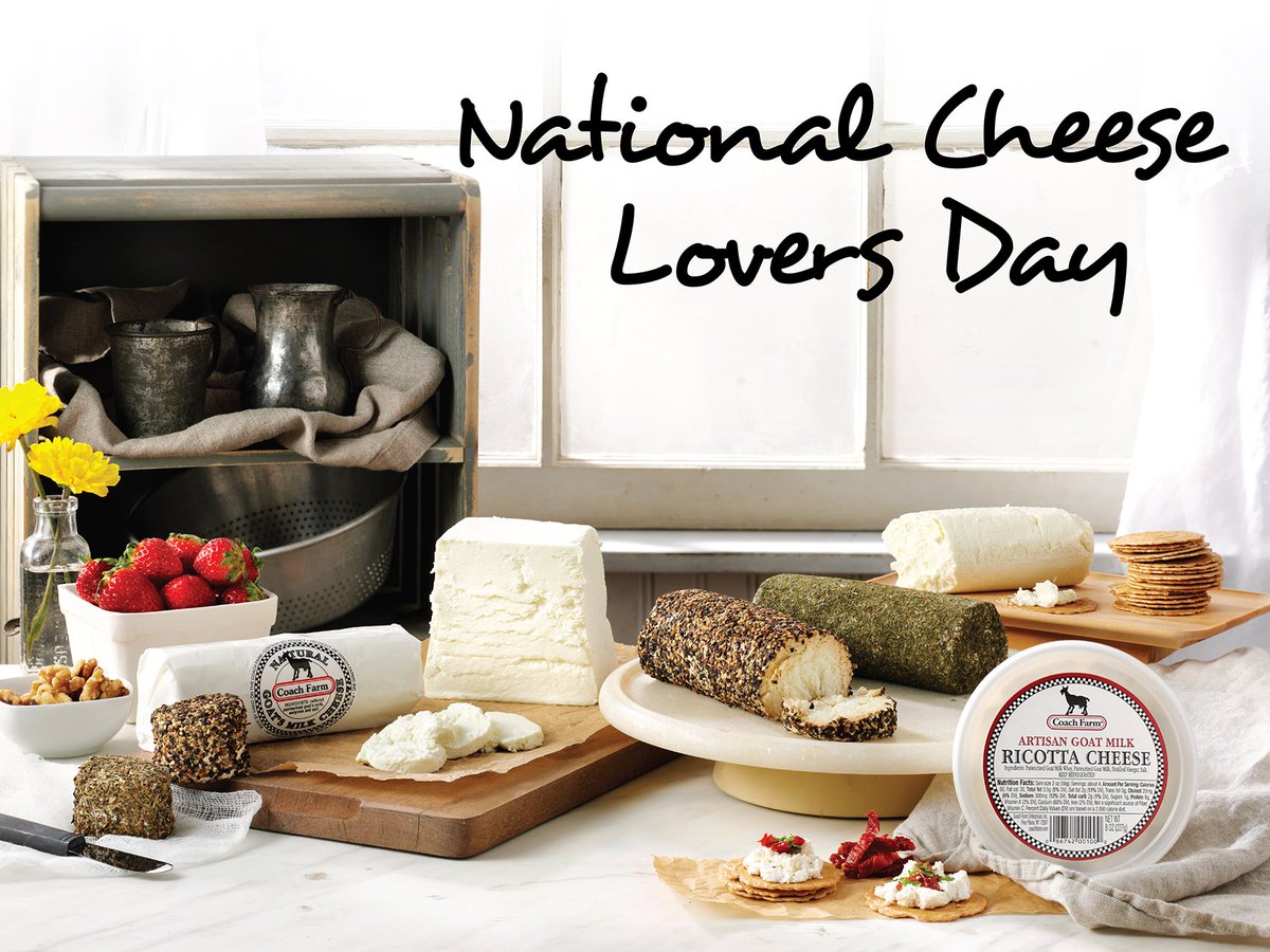 CoachFarm's tweet image. Celebrate #NationalCheeseLoversDay with fresh and creamy Coach Farm goat cheese!🙂🧀