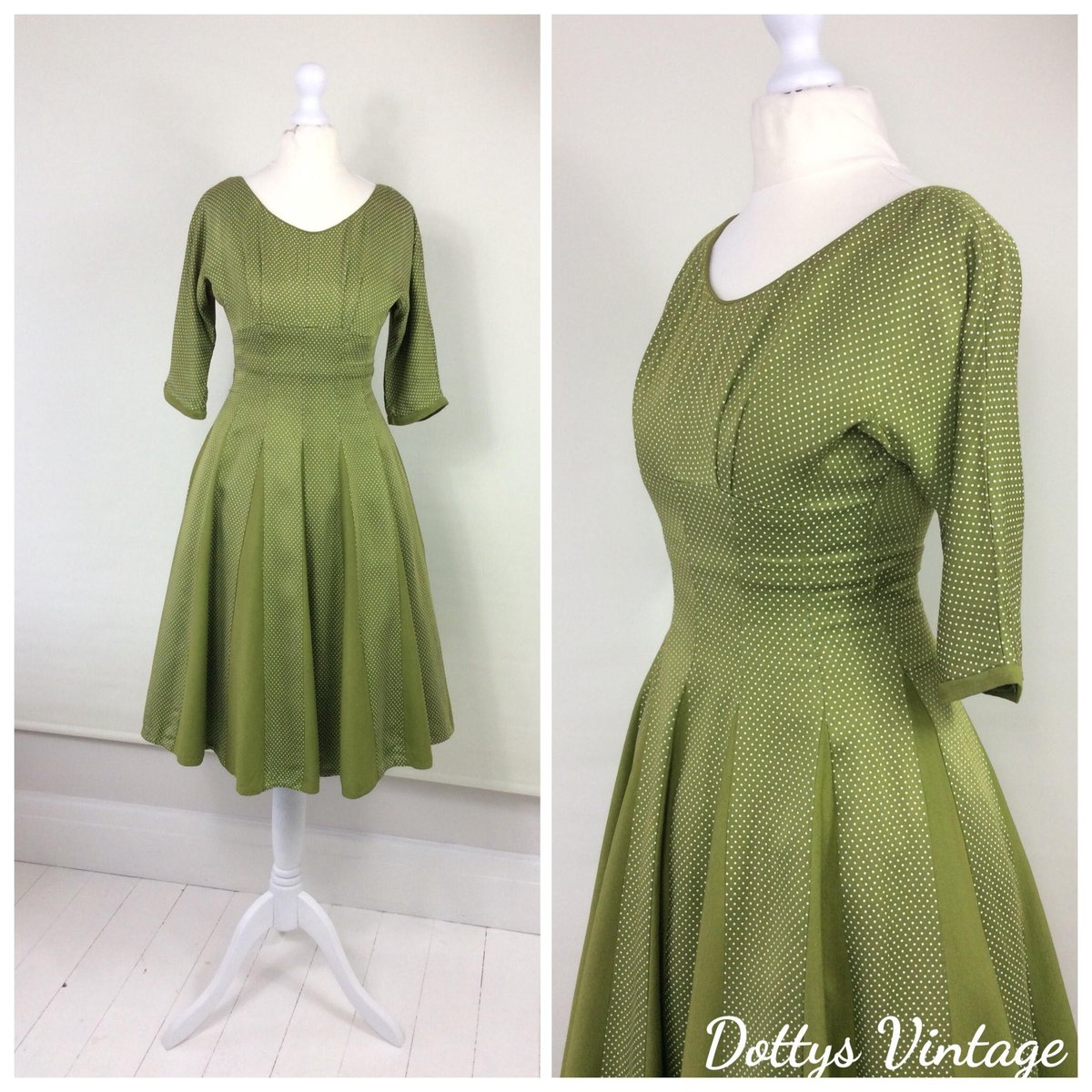 dottysvintage's tweet photo. Excited to share the latest addition to my #etsy shop: 1950s Dress, Green, Spring, Full Skirt, Petite, UK Size 6-8, US Size 4-6 https://t.co/54cqqOSg8A #clothing #women #dress #green #sleeves #spring #princessseam #teaparty #daydress https://t.co/89NUVxPgFL