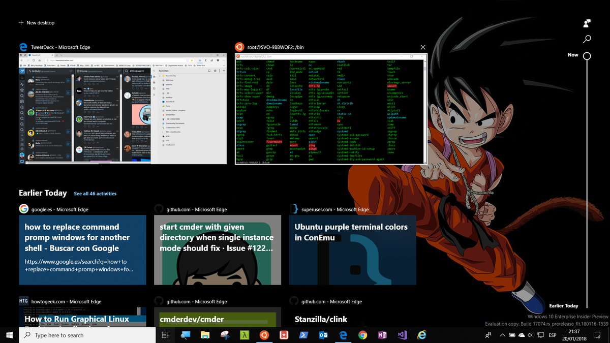 JuanluElGuerre's tweet photo. A #Geek #saturday to play with my new #Windows10 17074 #PREVIEW features &amp; also #Ubuntu #bash https://t.co/rG9o6KpPpE #WindowsInsiders https://t.co/LcaAeXlMIR